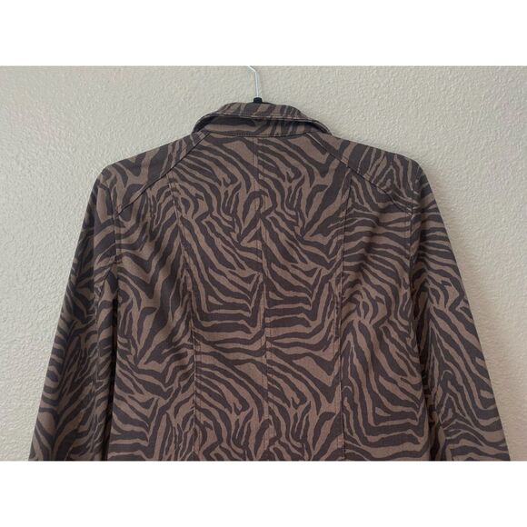WHBM Espresso Zebra Print Denim Jacket - Picture 6 of 8